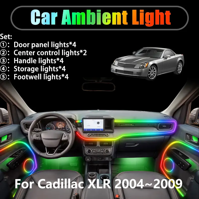 

Для Cadillac XLR 2004 ~ 2009 2005 2/18 в 1, автомобильное окружающее освещение, светодиодные внутренние светодиодные фонари багажника, USB RGB Ensemble Streamer, автозапчасти