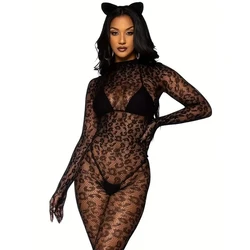 Personalised Leopard Long Sleeve Women's Luxury Cosplay Costumes Erotic Lingerie Sexy See Through Role Playing Uniform Seduction