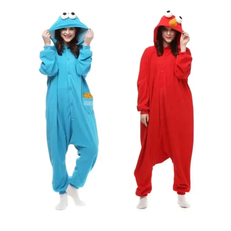 ABC123HKSNG Nuevo Pijama Kigurumi de Felpa de Monstruos de Elmo y Cookie Monster de Plaza Sésamo para Adultos, Disfraz de Cosplay para Fiesta Familiar 4,b;6.k,9/g'