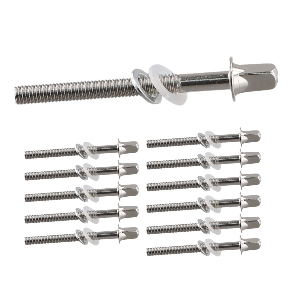 12pcs Drum Tension Rods Tension Screws Bass Drum Screws Set Bass Snare Drum Accessories Drum Hardware M5x50MM