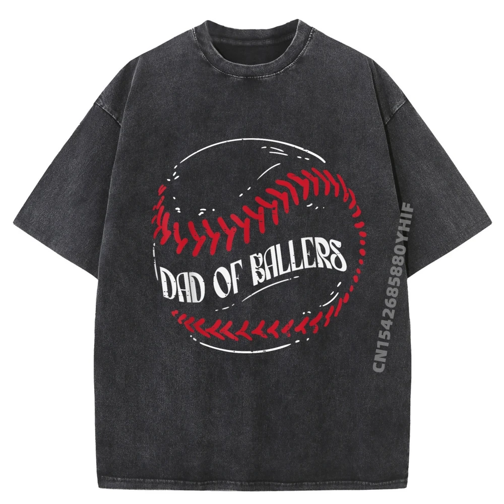 

Dad Of Ballers Baseball Fathers Day Men Daddy Mens Designer Clothes Men's Printed T-Shirts Trend Washed Shirt