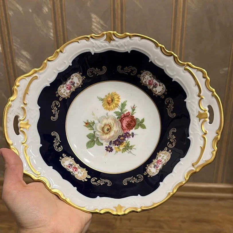 Vintage Cobalt Blue Snack Plate Handmade Fruit Plate Candy Plate Tableware