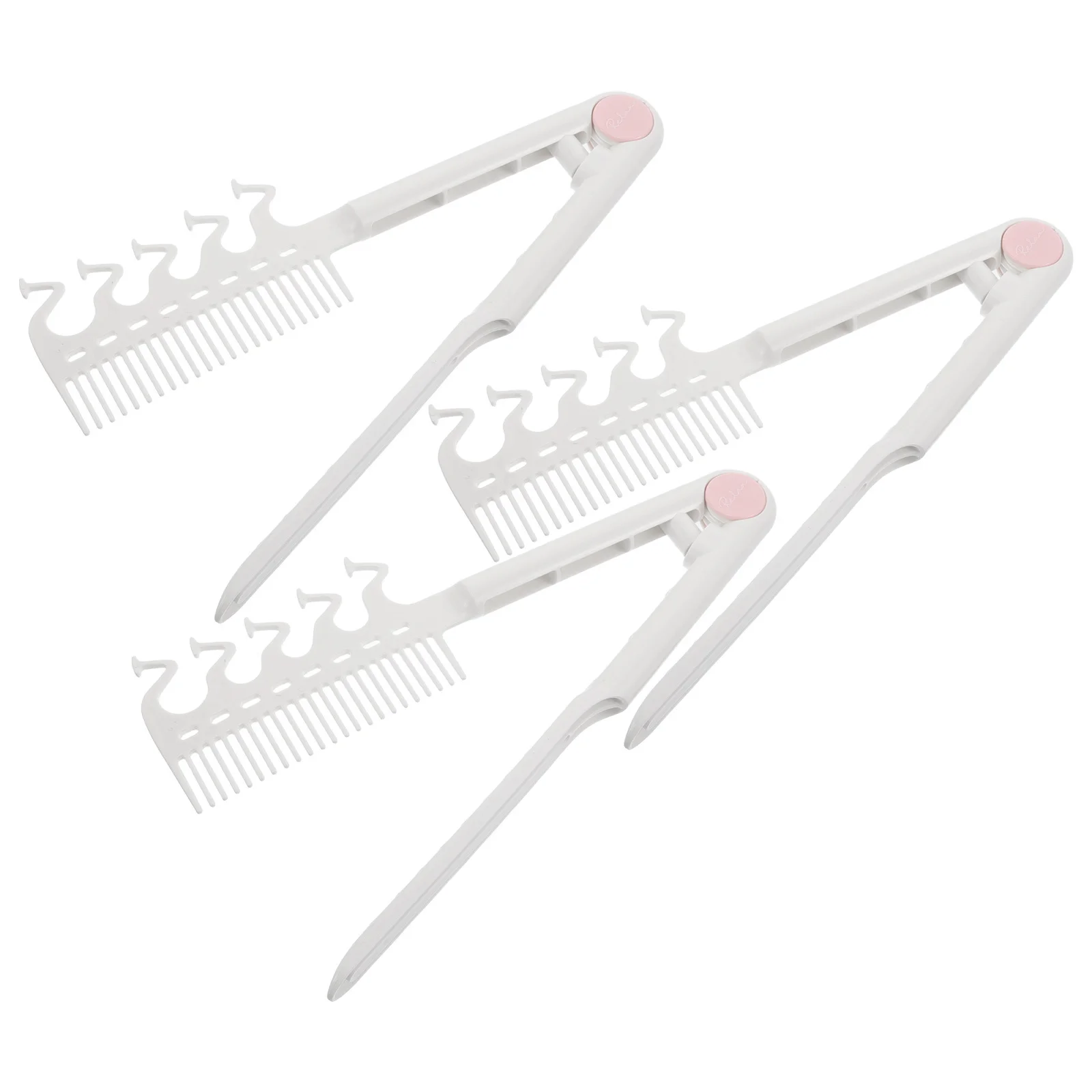 

3pcs V Shape Straightening Heat Resistant Anti Static Foldable Portable Travel Hair Styling Tool Flat Iron Comb For Women