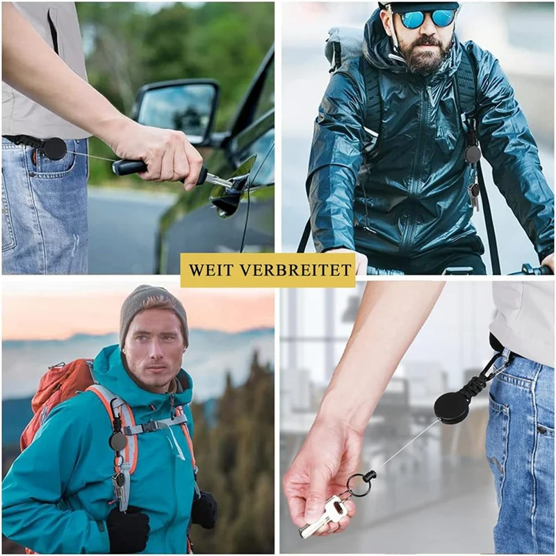 Выдвижной брелок для ключей, сверхмощный выдвижной ремешок, держатель для бейджа, выдвижной зажим, выдвижной брелок для ключей, 4 шт.