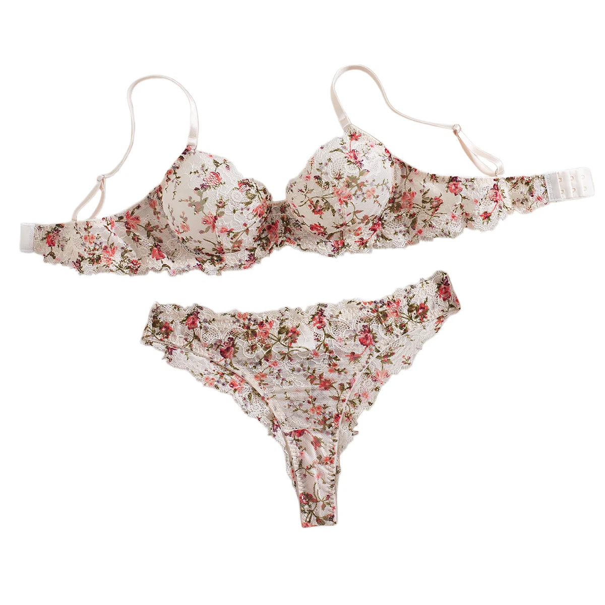 Krasapt – ensemble de Lingerie brodée de fleurs françaises, 2 pièces, dentelle fantaisie, Patchwork, soutien-gorge et culotte transparents, costumes, tenues érotiques Sexy
