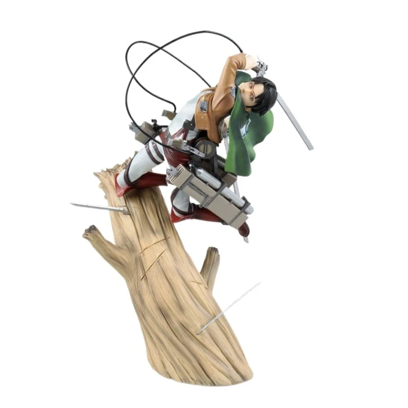 disponibile-statua-di-levi-ackerman-di-attack-on-titan-versione-battaglia-su-tronco-d'albero-con-ingranaggi-3d-per-collezionisti-e-appassionati-di-anime