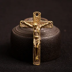 Solid Copper Jesus Cross Keychain Accessories Creative Jewelry Brass Casting Crucifix Keyring Pendant Exquisite Small Gift