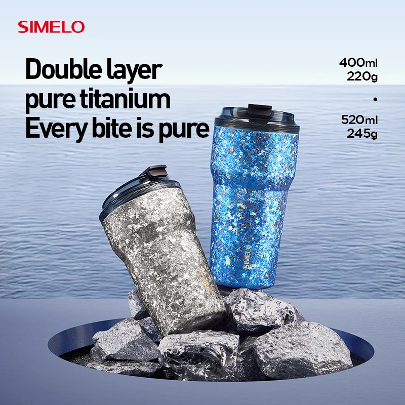 

SIMELO Pure Titanium Vacuum Insulated Thermos Cup 400ml/520ml Large capacity Titanium Thermal Travel Mug with High-End Gift Box