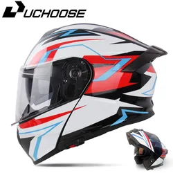 Uchoose DOT Modular helmet Full Face Helmets Crash Motorbike Protective Gear unisex Flip Up Helmet Motorcycle Double Sun Visor