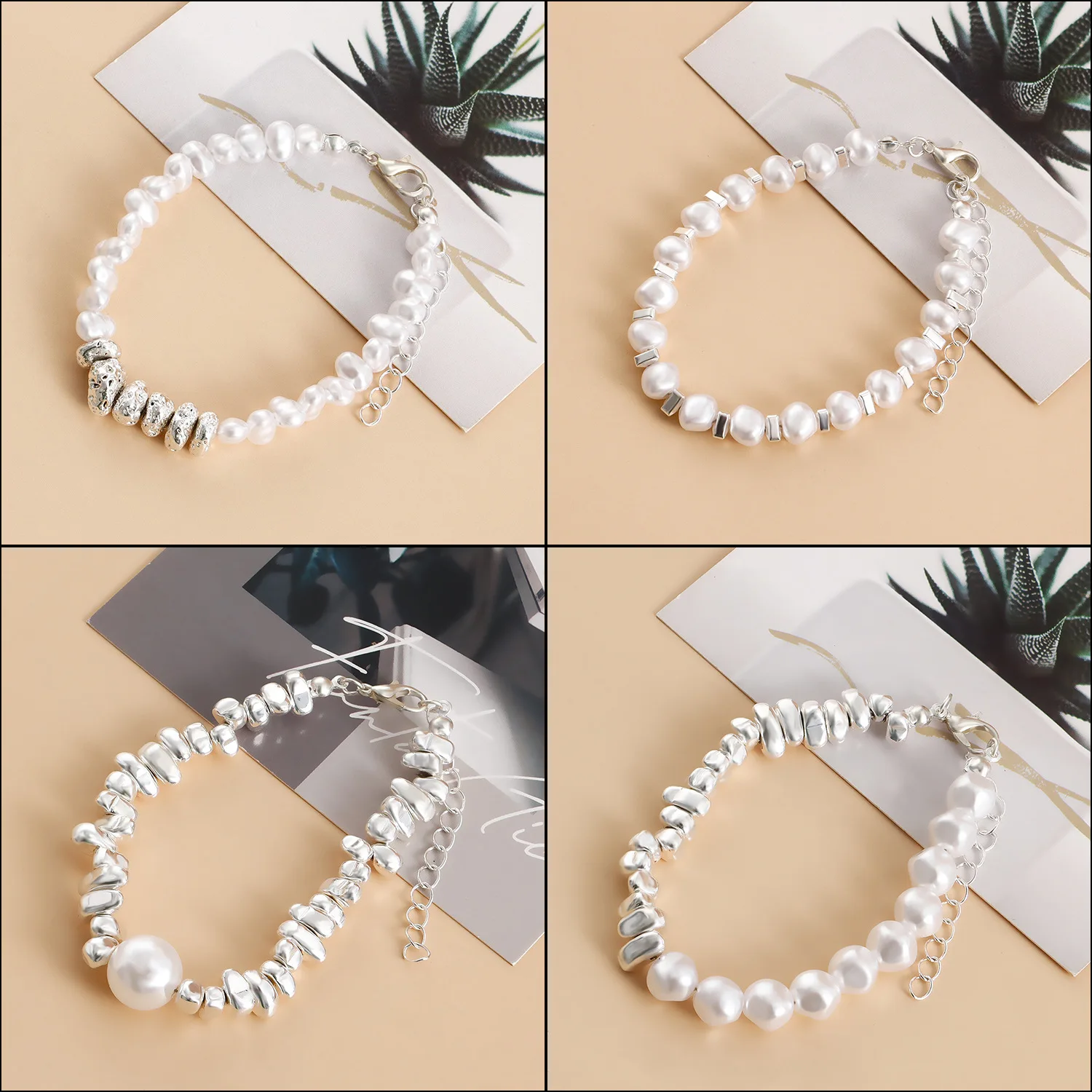 Meetvii Sale New Design Fashion Alloy Irregular Beads Bracelets Handmade Unique Silver Plated Friendship Bracelets Birthday Gift