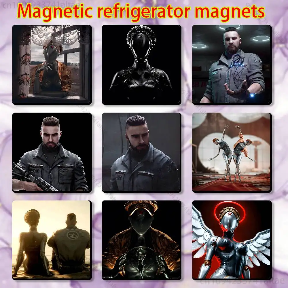 

Game A-Atomic H-Heart Fridge Magnet Square Stickers Personalize Home Decor Souvenirs Gift