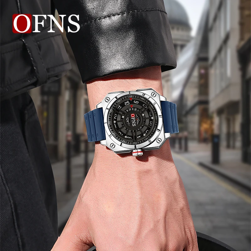 OFNS Top Brand Fashion New Style Men\'s Watch Creative Cool Design Large Dial Waterproof Quartz Watch leisure Business Men Watch