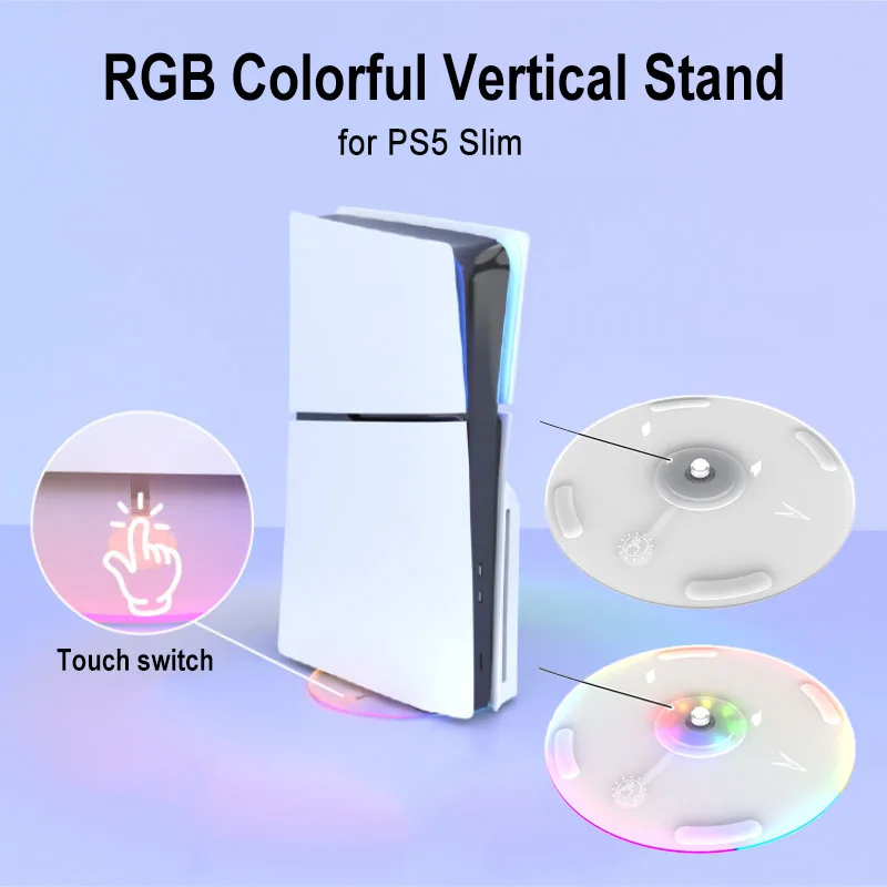 

RGB Vertical Stand for PS5 Slim Game Console Disc Transparent Storage Base with RGB Colorful for PS5 Slim Host Base Simple Stand