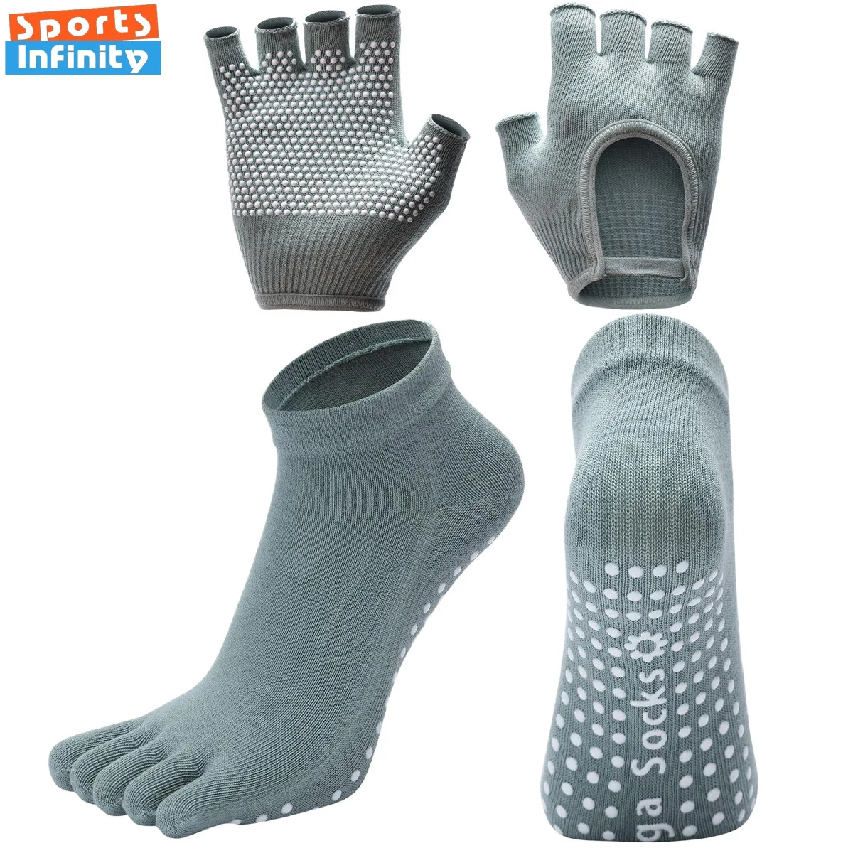 

Half Finger Gloves Sock Set Backless Fitness Gloves Five Finger Yoga Socks Women Anti Slip Dance Sports Socks Pilates Socks