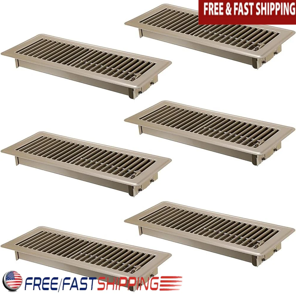 

Металлические напольные вентиляционные крышки. Комплект из 6 регулируемых подачи воздуха для тяжелых условий эксплуатации. Прогулочный аппарат 4 x 12 дюймов. Подходит для домашних систем HVAC.