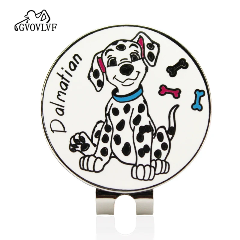 Golf Metall-Mützenclip Kreisförmiger Marker Spotted Dog+Magnetclip Positionsmarkierer Zubehör Golfspieler-Geschenk