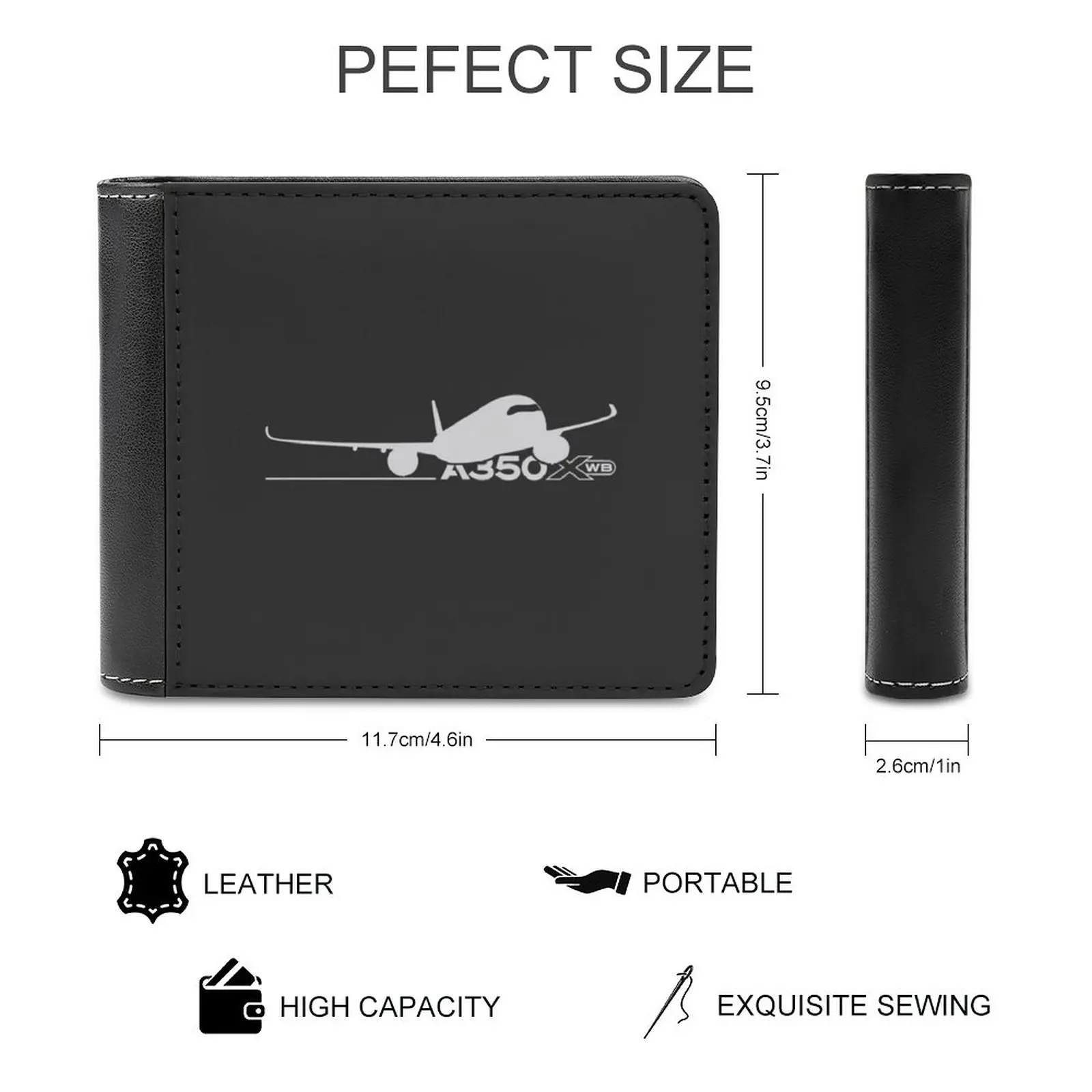 A350 Xwb Leather Wallets Men Wallet Credit Business Card Holders High Quality Wallet Airbus A350 New Cockpit Plane Airplane