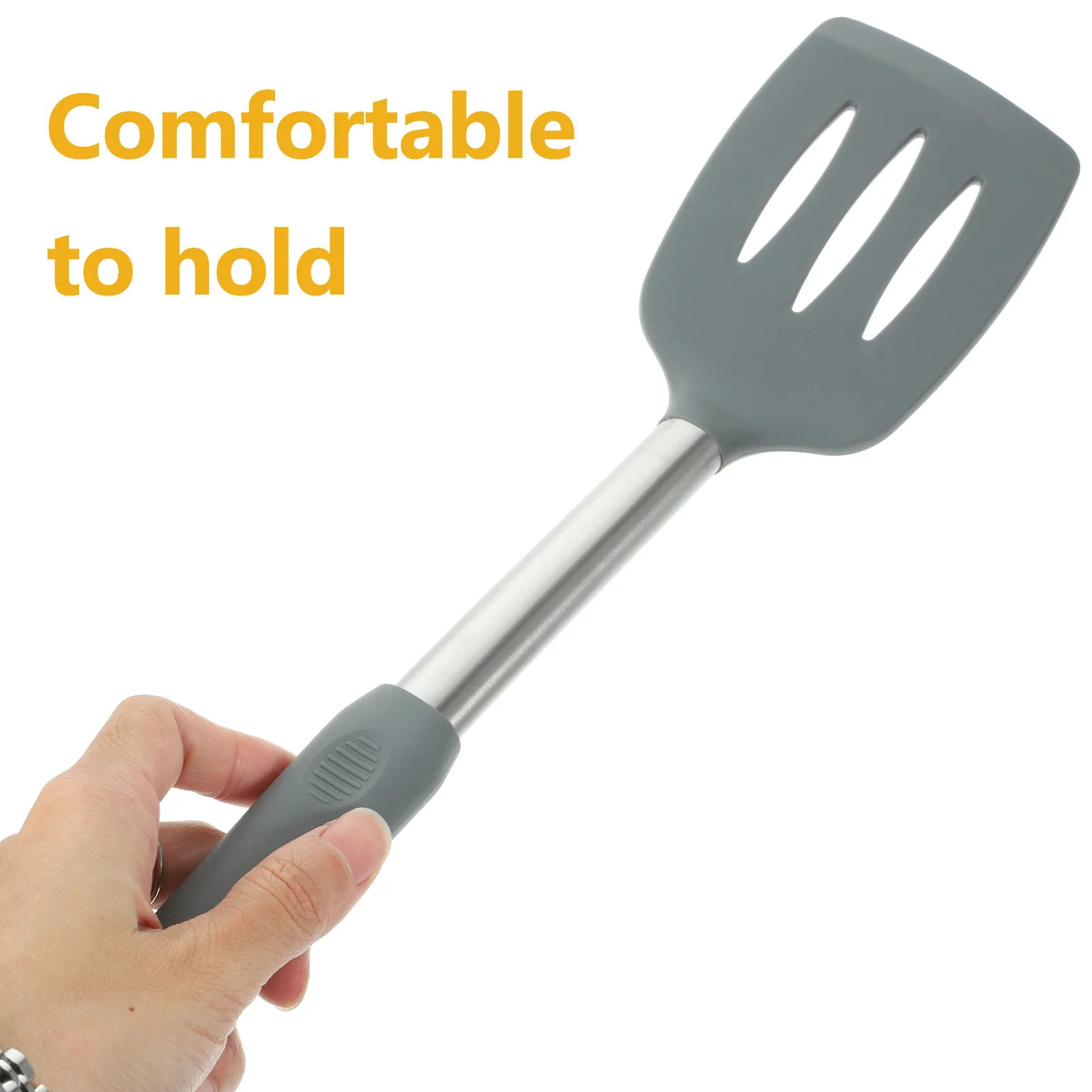

1 Set Of Silicone Spatula Long Handle Slotted Reusable Heat-Resistant Non-Stick Cooking Utensil For Kitchen Food Turner Pancake