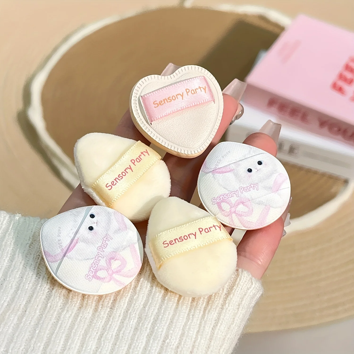 Éponges à pouce en peluche Ultra douces, 5 pièces, pour le maquillage, Application douce pour liquide/poudre/crème, utilisation sèche et humide, ensemble cosmétique mignon