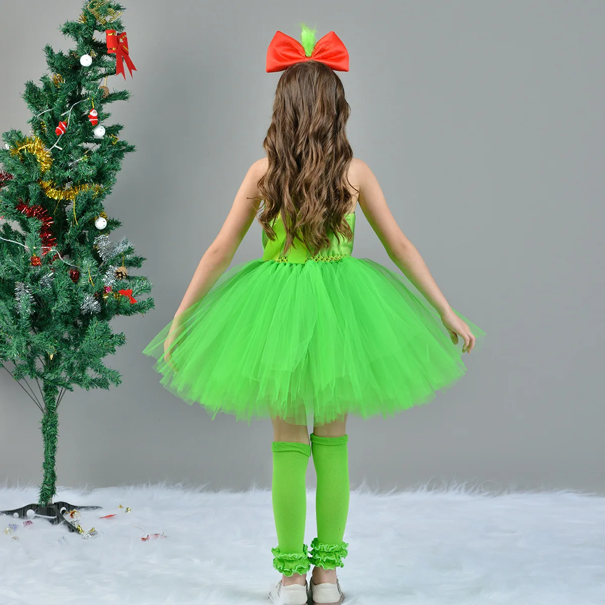Green Monster Costume for Girls Christmas Halloween Party Dresses Girl Tutu Dress Fancy Dress Up Baby Birthday Outfit - view 5