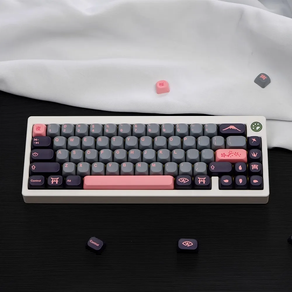 

Колпачки для клавиш с профилем Pokemon KOA Night Sakura PBT, изготовленные на заказ корейские английские колпачки для механической клавиатуры, 130-111, клавиши ISO 7U, космическая панель