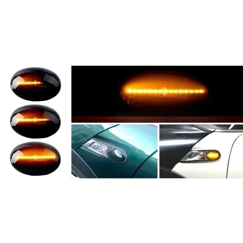 For Mini Cooper R50 R52 R53 Good Uiz For Side Marker Repeater Signal Light Smoked Lens Dynamic Amber LED Lamps - view 4