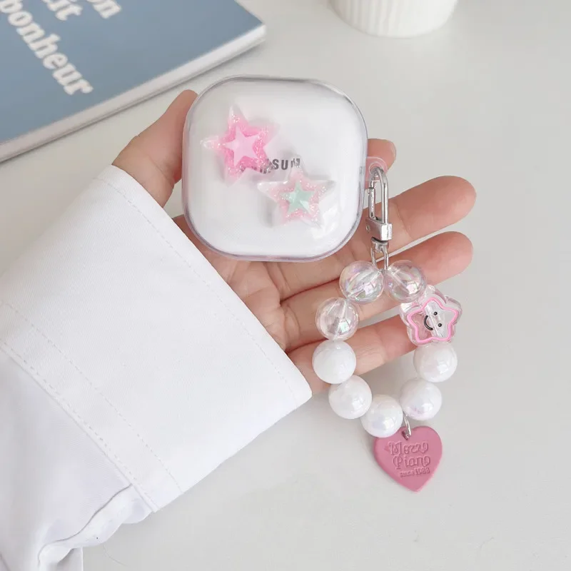 Korea Cute Cartoon Clear Earbuds Cover For Samsung Galaxy Buds FE 2 Pro Lovely Bracelet Earphone Case For Samsung Buds Live