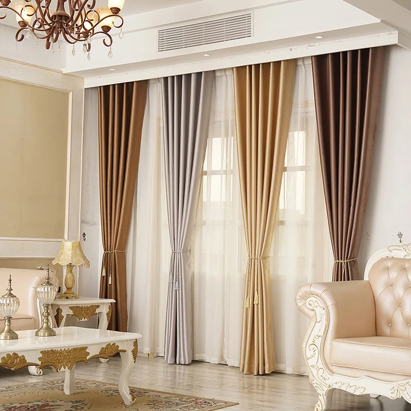 

Modern Minimalist Pearl Velvet Blackout Curtains for Living Room Plain and Elegant Original Color Custom Cortinas Para Ventanas