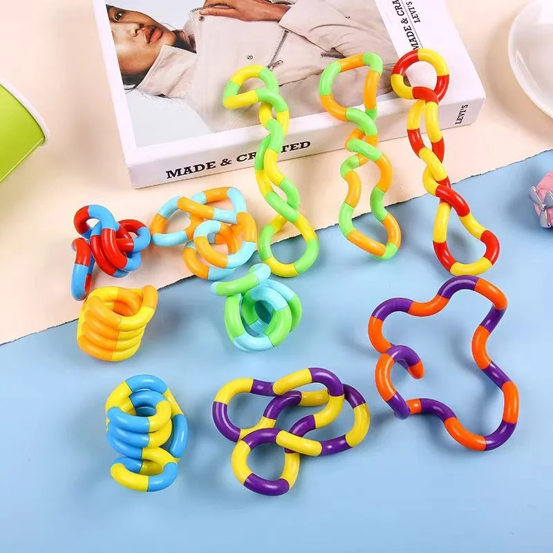 2Pcs Rainbow Circle Tangle Rope Twist Fidget Toy - Sensory Autism Therapy Anti Stress Kids Fidget Toy Jouet Antiestres Niños