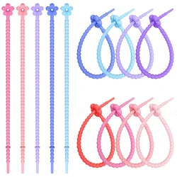 1-10Pcs Flower Shaped Cable Winder Silicone Ribbon Cute DIY Keychain Pendants for Earphone Charge Cable Line Tie Strap Organizer