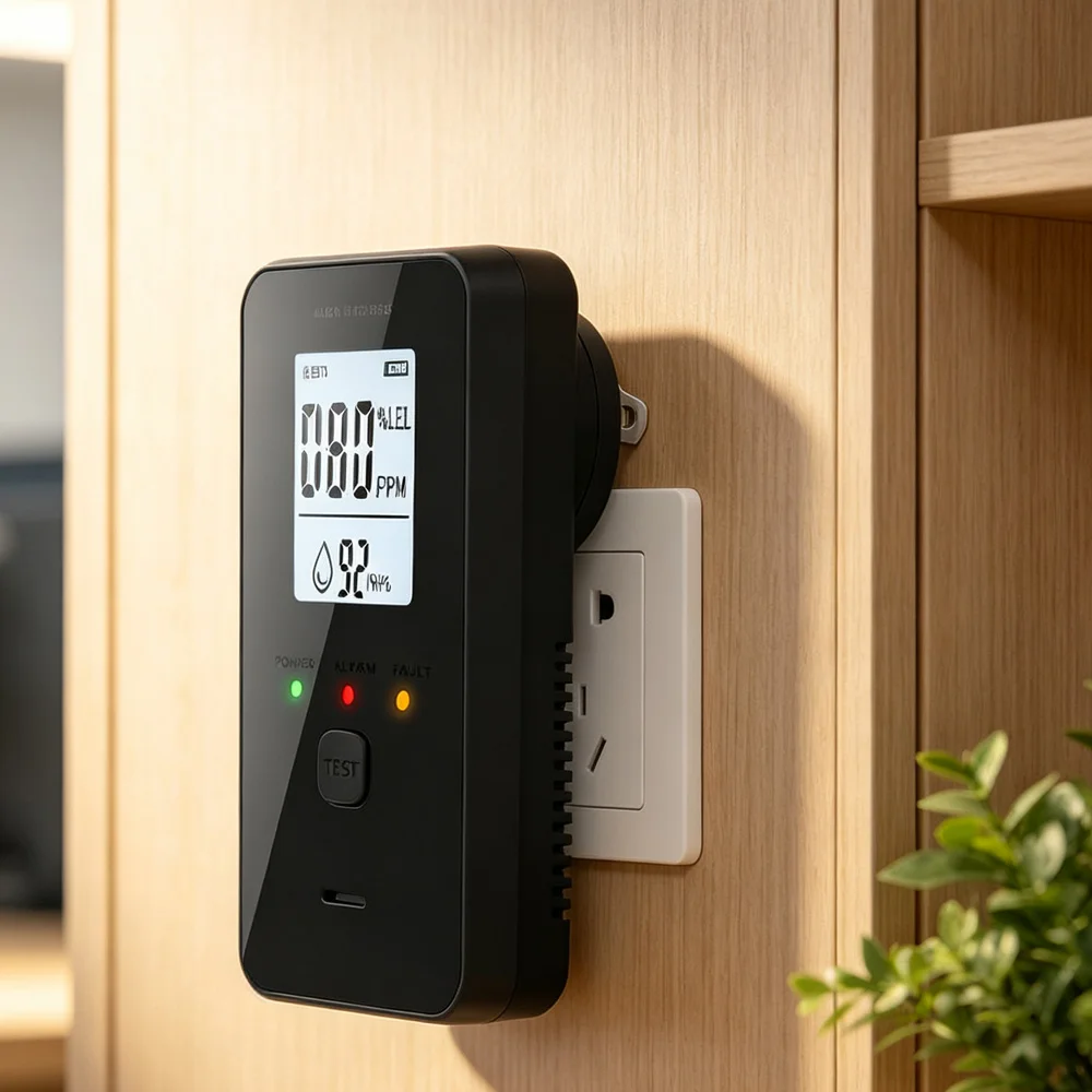 Natural Gas & Carbon Monoxide Detector, Plug in Carbon Monoxide Alarm,Propane,Methane,4-in-1 Combustible Gas & CO Detector Alarm