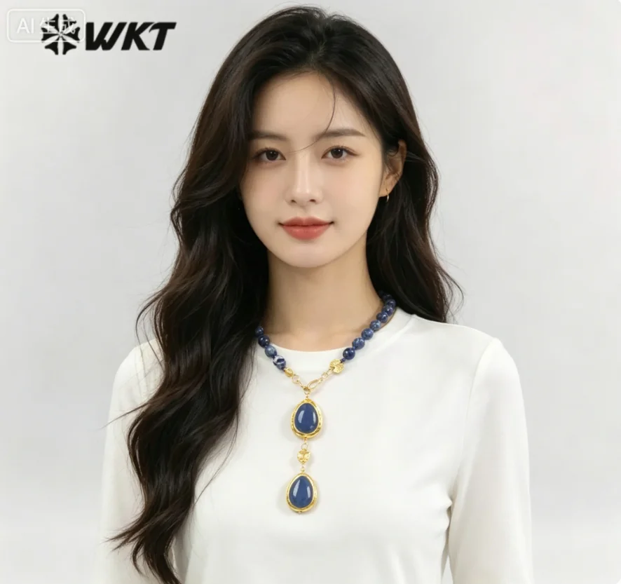 

WT-N1505 Elegant Gentle Lapis Ocean Jasper 48cm Necklace For Women Business Corporate Events Dressing ACC