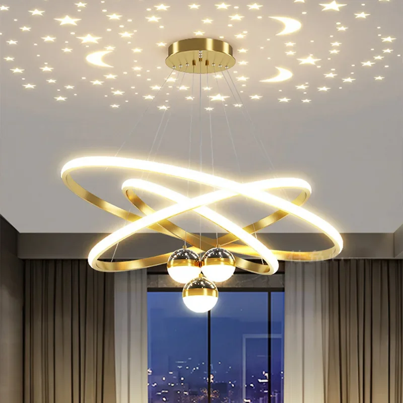 Dining Chandelier, Circular Star Ceiling Lamp for Living Room, Table Lamp, Dining Room Lamp, Personality and Creativity home