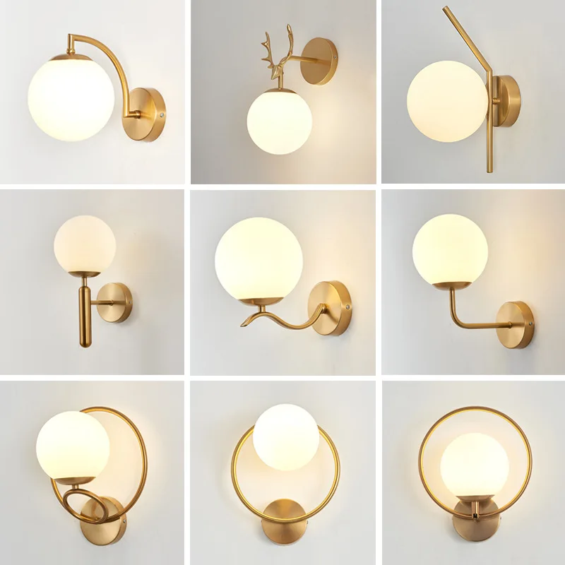 LED Nordic simple light luxury wall lamp bedroom bedside lamp staircase aisle  living room background wall wall lamp antlers