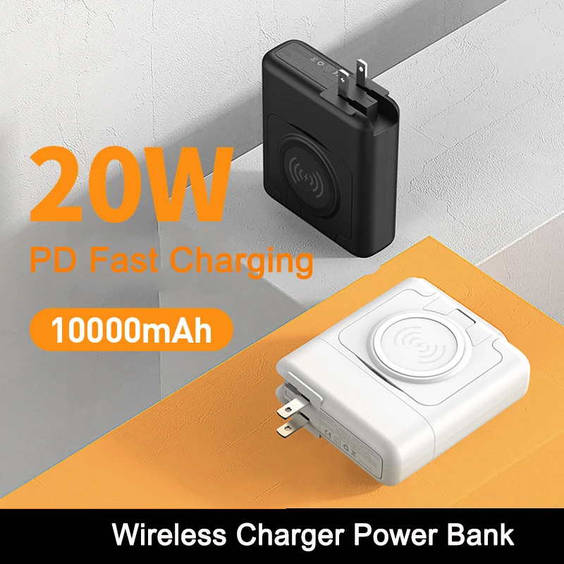 

4 in 1 Wireless Charger Power Bank with AC Plug 10000mAh 22.5W Fast Charger Powerbank for iPhone 14 13 Samsung Xiaomi Powerbank