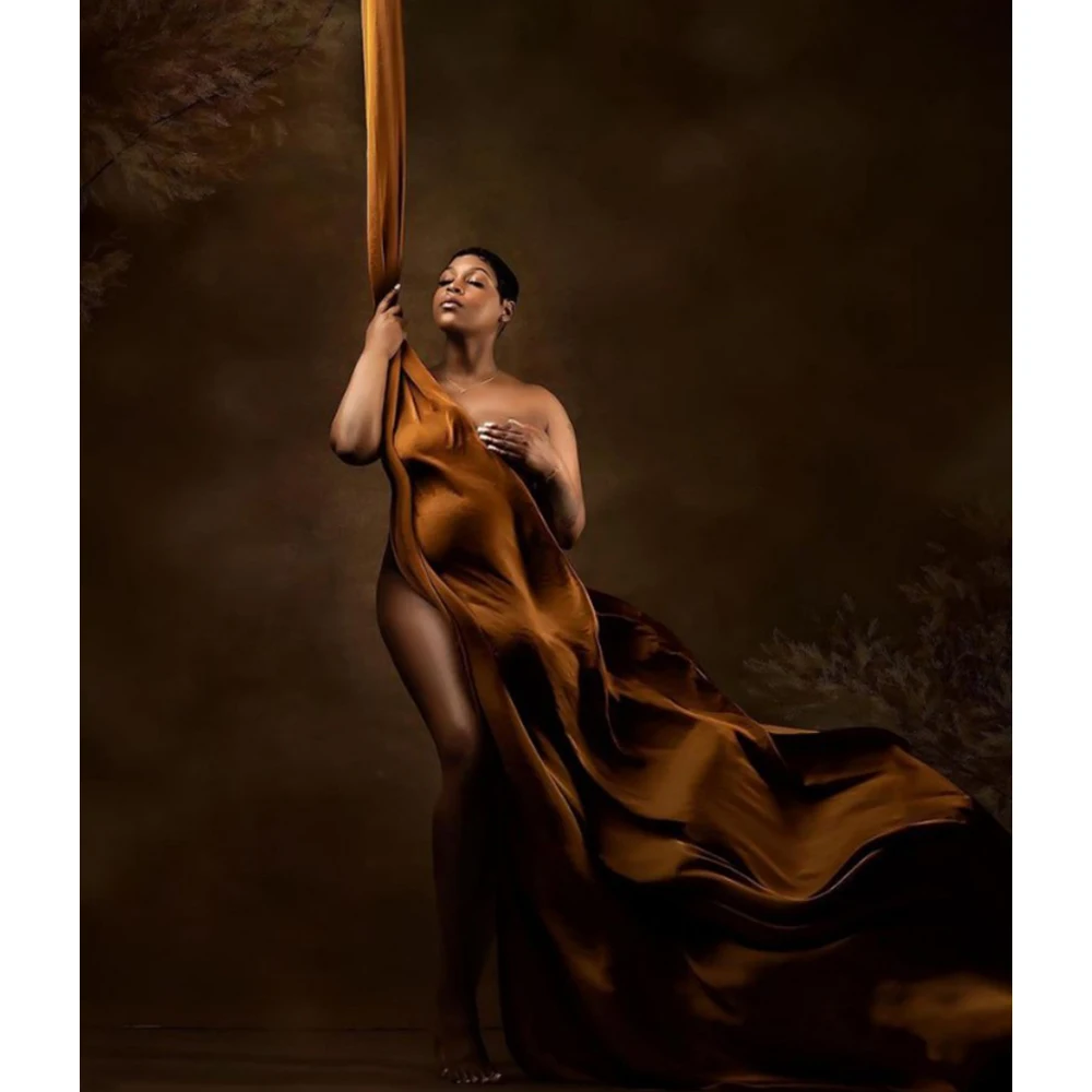 Pregnancy Silk Fabric Gown Maternity Photography Props Satin Cloth Solid Color Tossing Flowing DIY Woman Photo Shoot Accessories