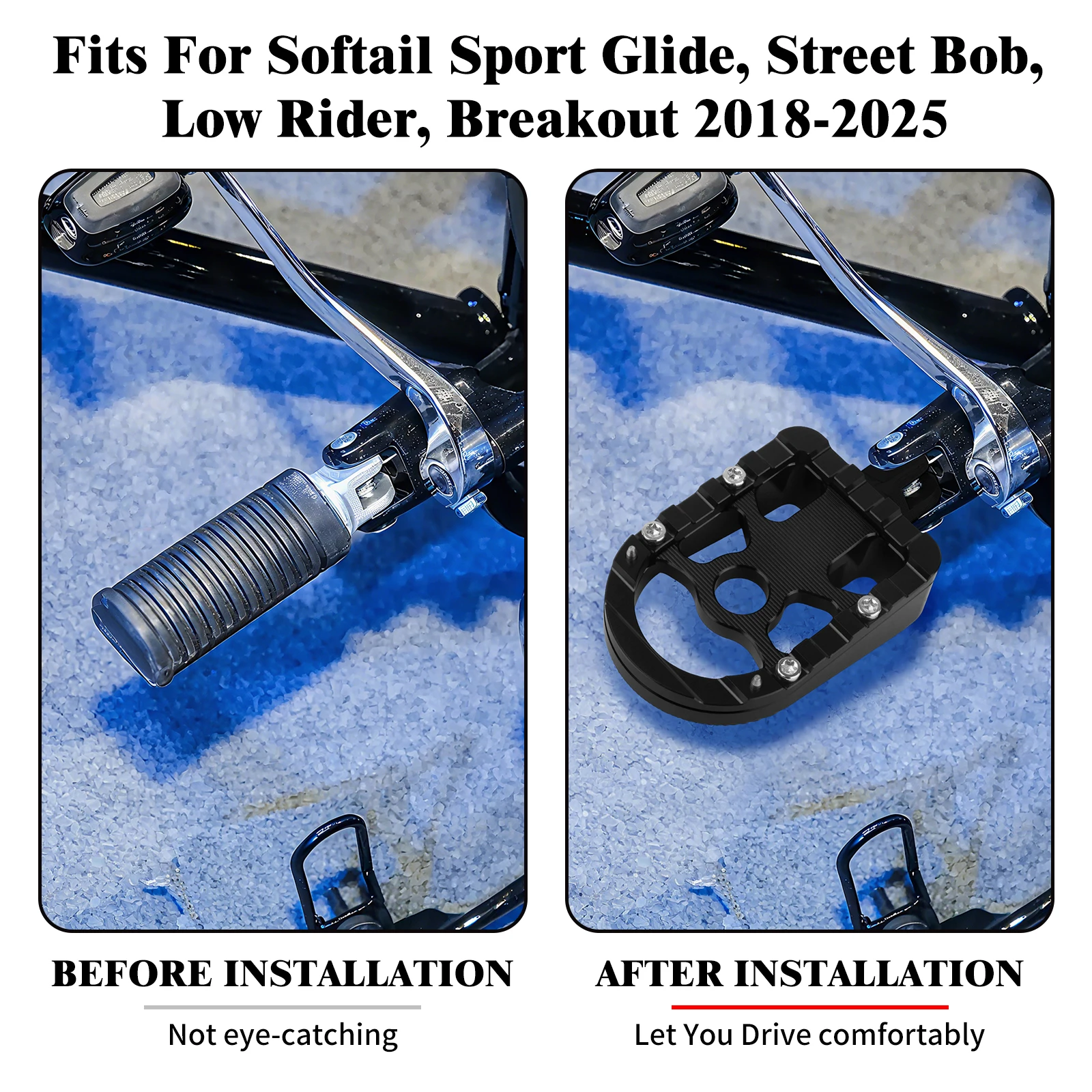 Motorcycle Front Footrest Driver Pedal Rider Footpeg For Harley Softail Breakout Low Rider Street Bob Sport Glide RH1250S 18-Up