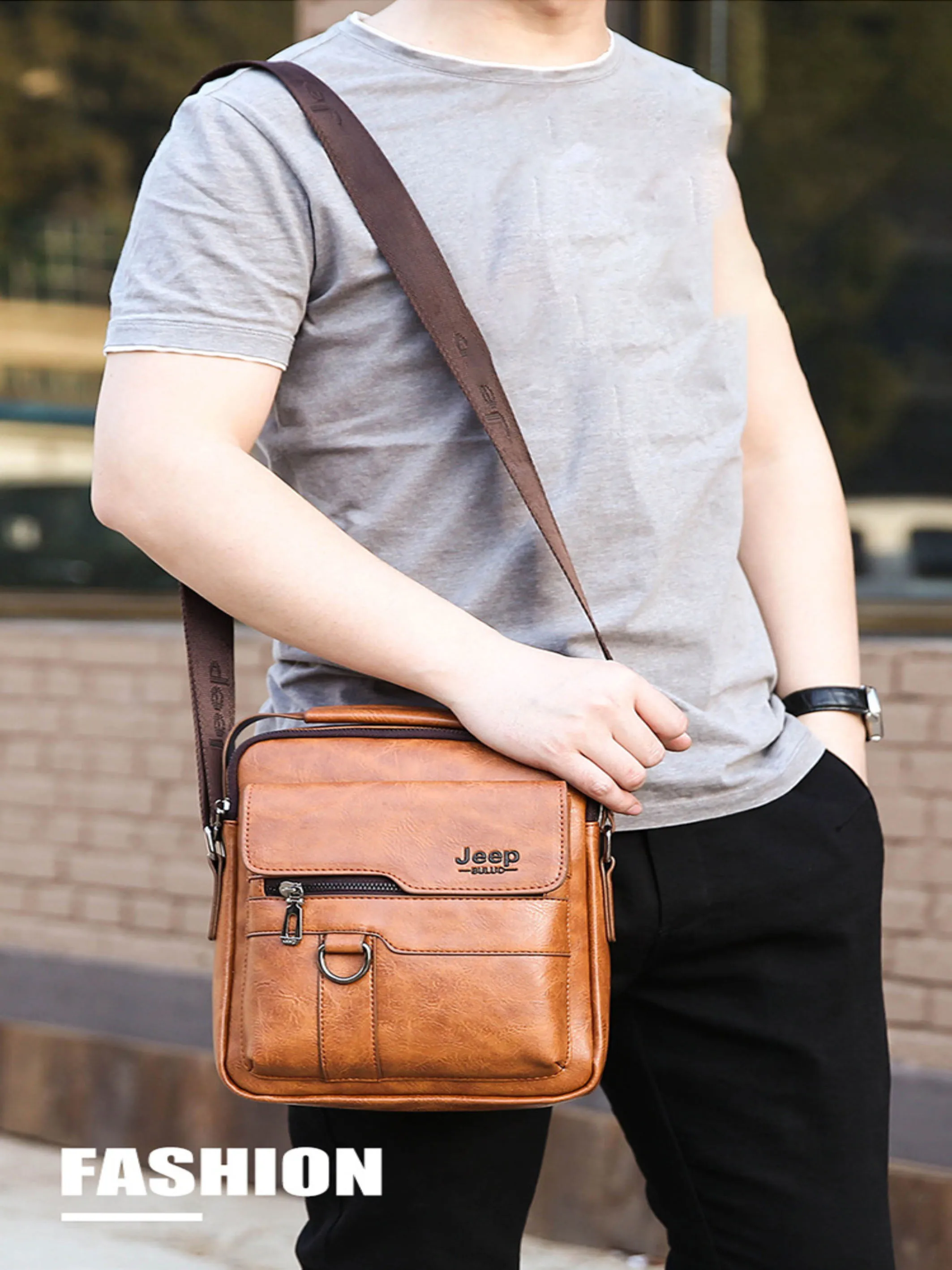 Men's Shoulder Bag, Business Commuting Men's Bag, Crossbody Bag, Soft Leather Hanging Bag, Large Capacity Small Backpack