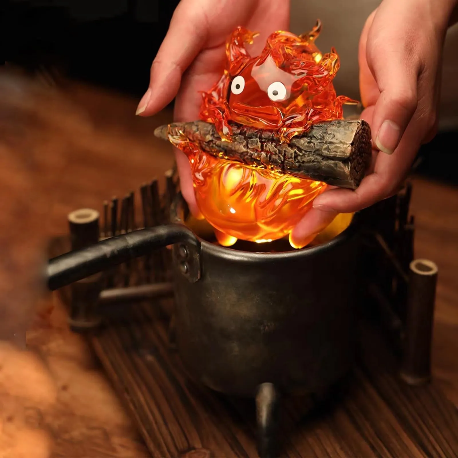 1pc 3d Flame Casifa Night Light Resin Statue For Halloween Home Decoration As A Gift For Comic Enthusiasts Calcifer