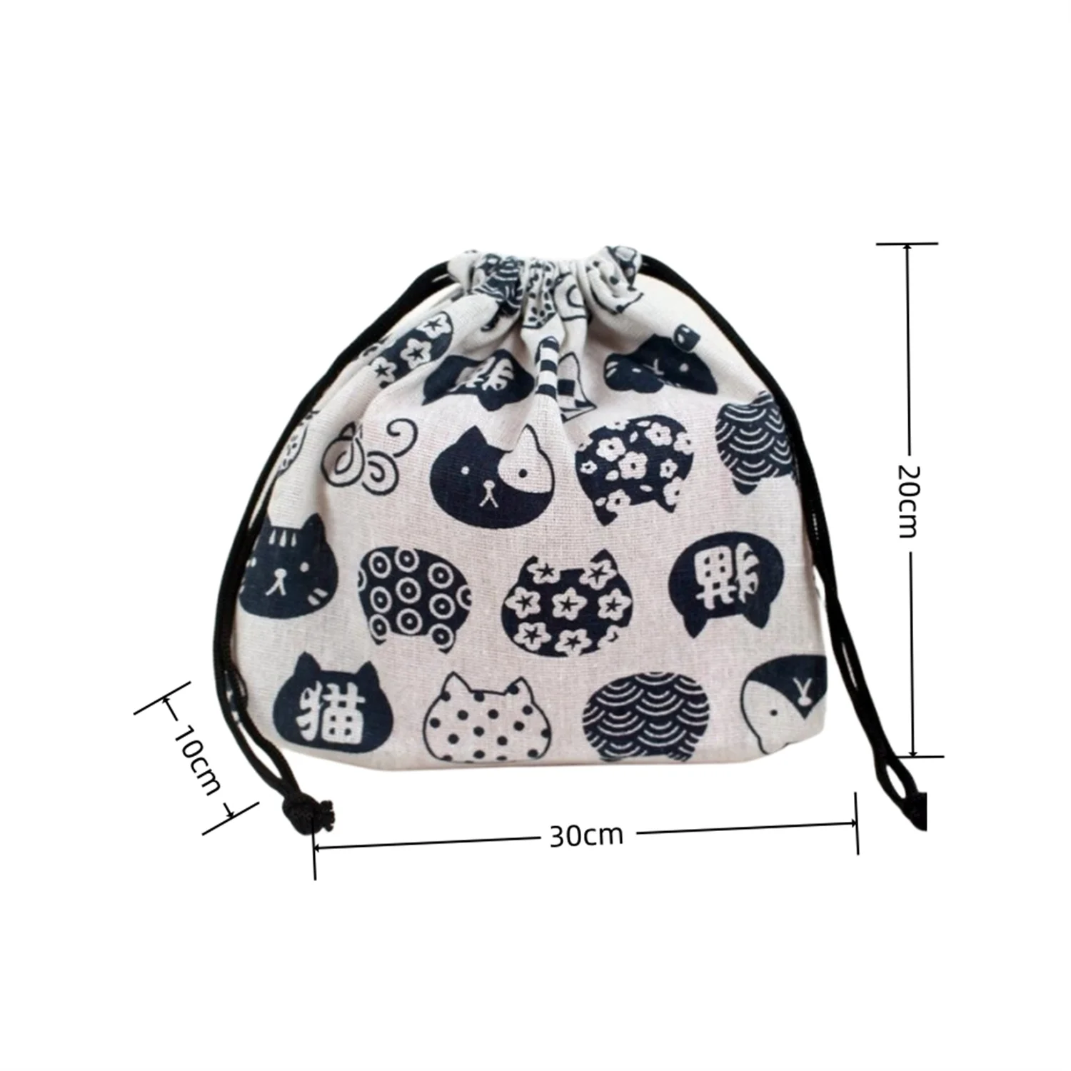 1Pc Japanese Style Drawstring Lunch Box Storage Bag For Travel Picnic Portable Easy Wash Bento Lunch Box Tote Pouch