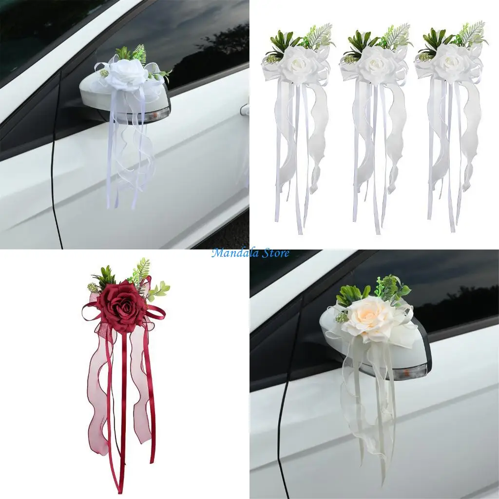 U2JC Wedding Car Rose Ornament for Mirror Placement and Ceremony Styling