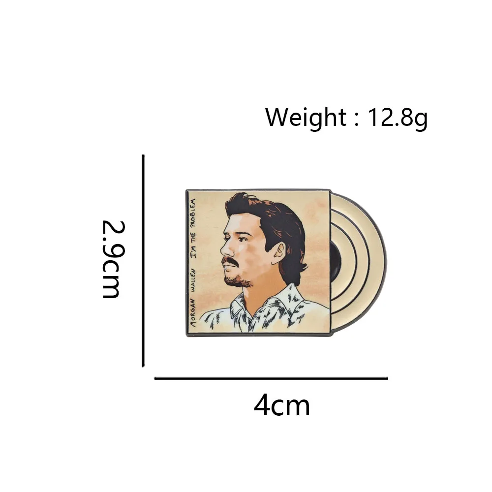 M-Morgan Wallen – Ich bin das Problem – Brosche, Anstecker für Country-Musik-Fans, Reversnadel, beige Vinyl-Schallplatten-Abzeichen, Album-Sammlerstück, Schmuck, Geschenk. – Detail 2