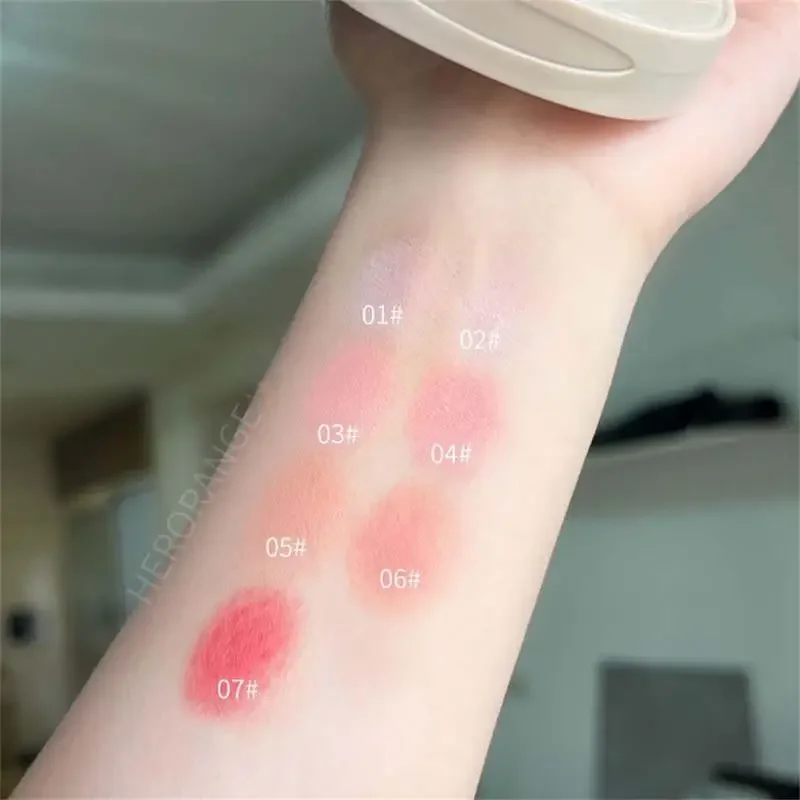 Heallor 7-kleuren Single Blush Palette Gezichtscrème Concealer Foundation Poeder Waterdicht Blijvend Gezicht Rouge Poeder Natuurlijke Perzik