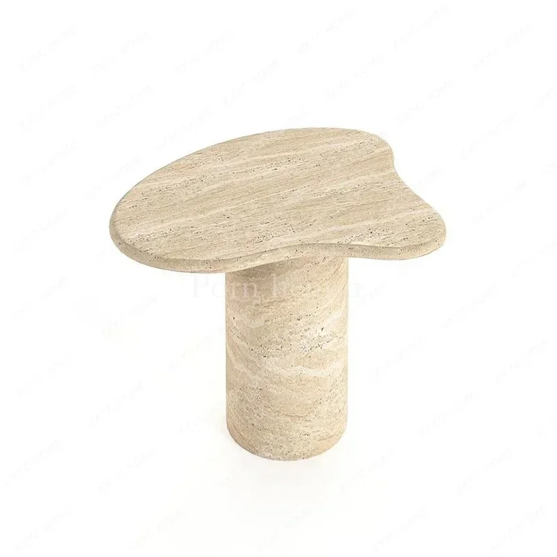 

Sand Wind Natural Travertine Special-shaped Edge Designer Light Luxury Household Living Room Bedside Table Edge