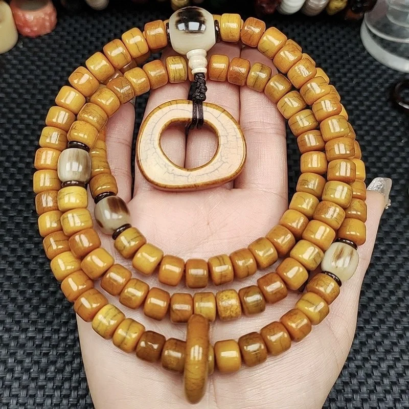 Genuine natural Tibetan camel bone for men and women, 108-bead Buddhist prayer beads, hand-held bracelet, necklace, col