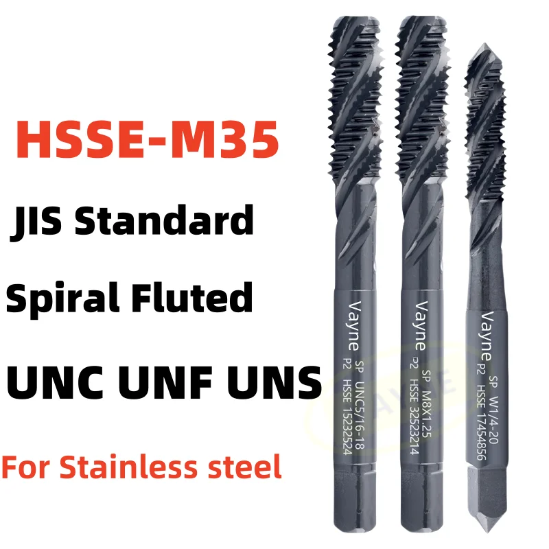 

HSSE With Oxidized Spiral Fluted Tap UNC UNS UNF 1-64 2-56 4-40 6-32 10-24 12-24 1/4 5/16 3/8 7/16 1/2Machine Screw Thread Taps