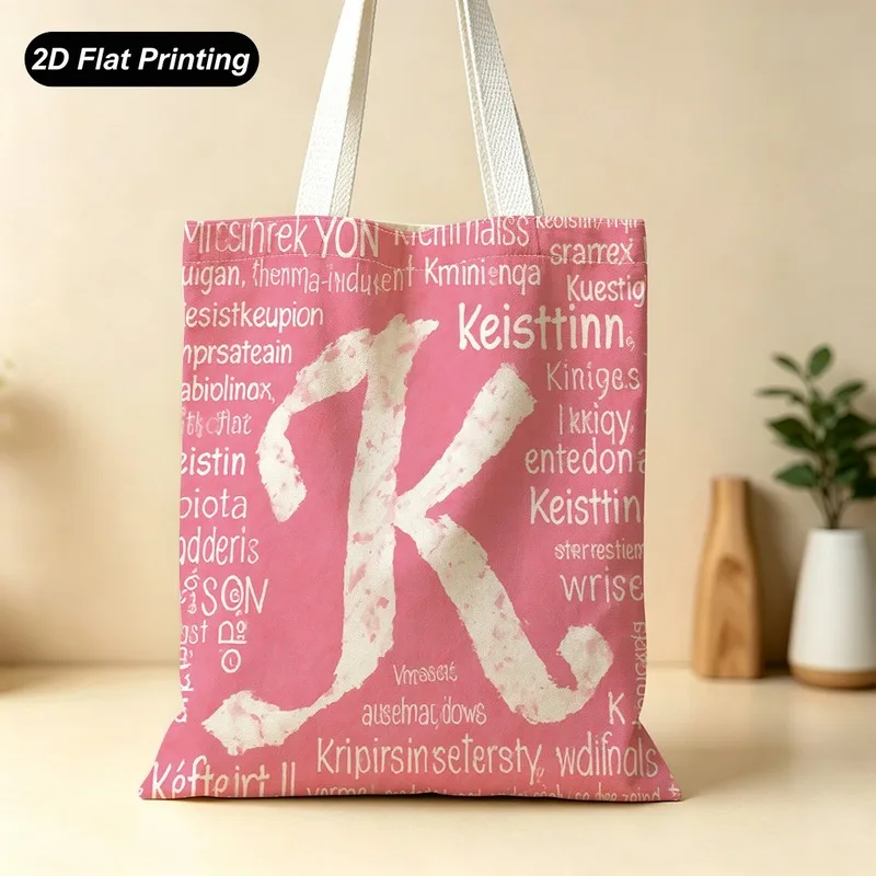 Tote Bag Women's Handbag Pink background Tote Bag  with artistic letter print Large Capacity Adapted shopping Daily Commute