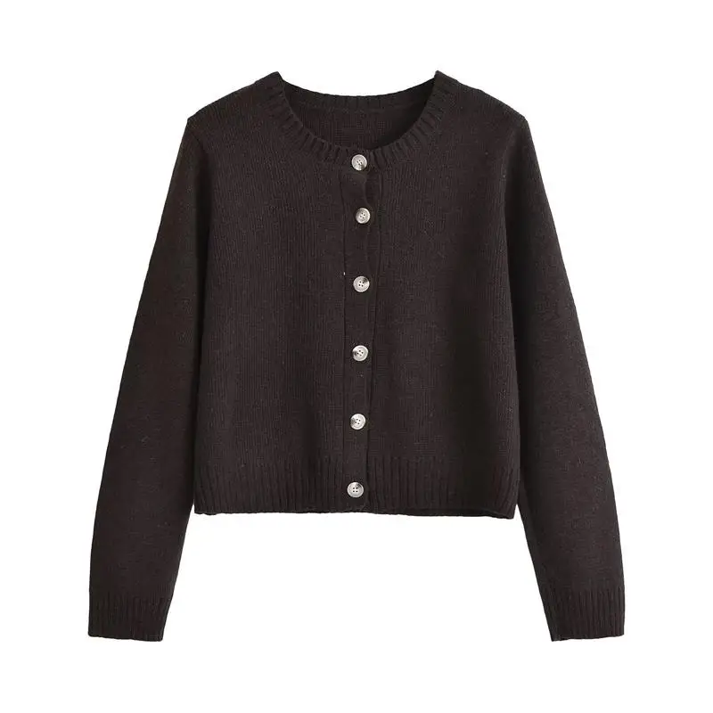 

Faionable вязаная верхняя одежда Long Sve round Ne, трансграничный женский ор-кардиган, однотонный жилет, топ на осень 2024 г.