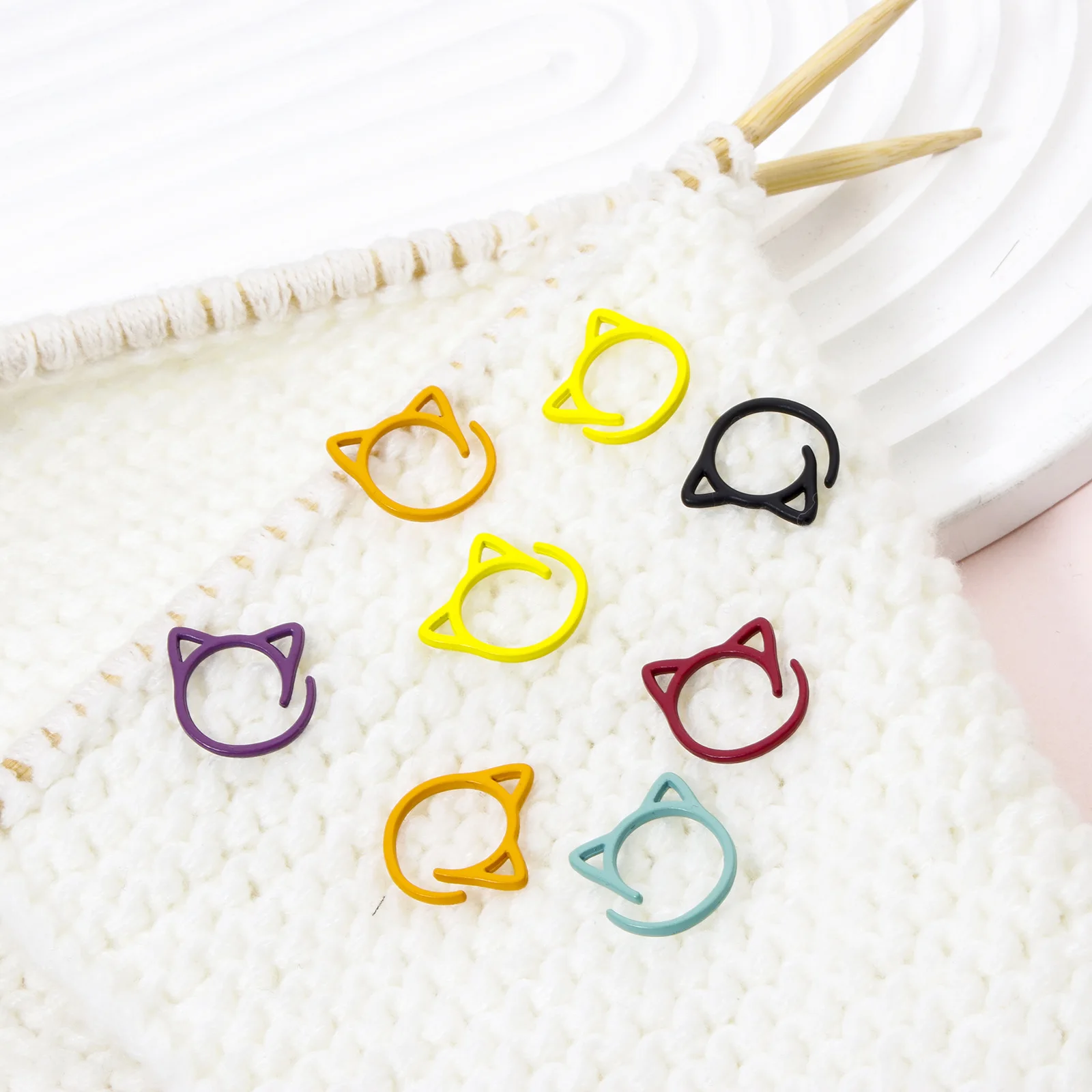 Hot Mixed Zinc Alloy Knitting Stitch Markers Cat Animal Multicolor Crochet Sewing Scarf DIY Tools 17mm x 17mm 1 Set ( 24PCs/Set)