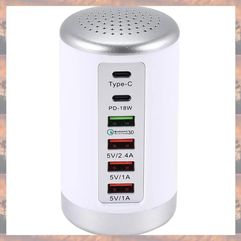 

2025 New-65W USB Fast Charger HUB Quick Charge QC3.0 Multi 6 Port USB Type C PD Charger Charging Station US Plug